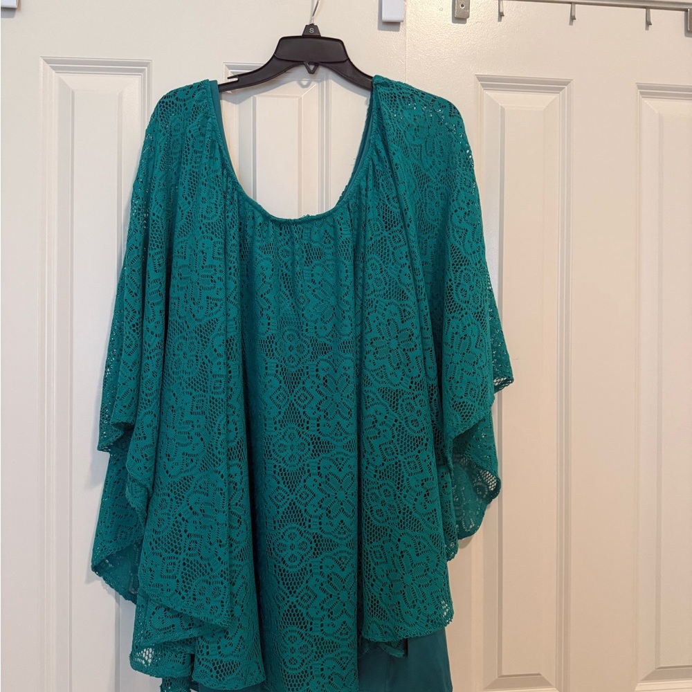 Judith March Turquoise Lace Blouse